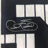 Camiseta de béisbol a rayas de Nueva York autografiada/firmada por Cecil Fielder JSA COA