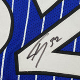 Autographed/Signed Shaquille Shaq O'Neal Orlando Blue Pinstripe Basketball Jersey Beckett BAS COA