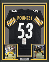 Camiseta de fútbol americano de Pittsburgh, negra, enmarcada, autografiada y firmada por Maurkice Pouncey, 35 x 39, JSA COA