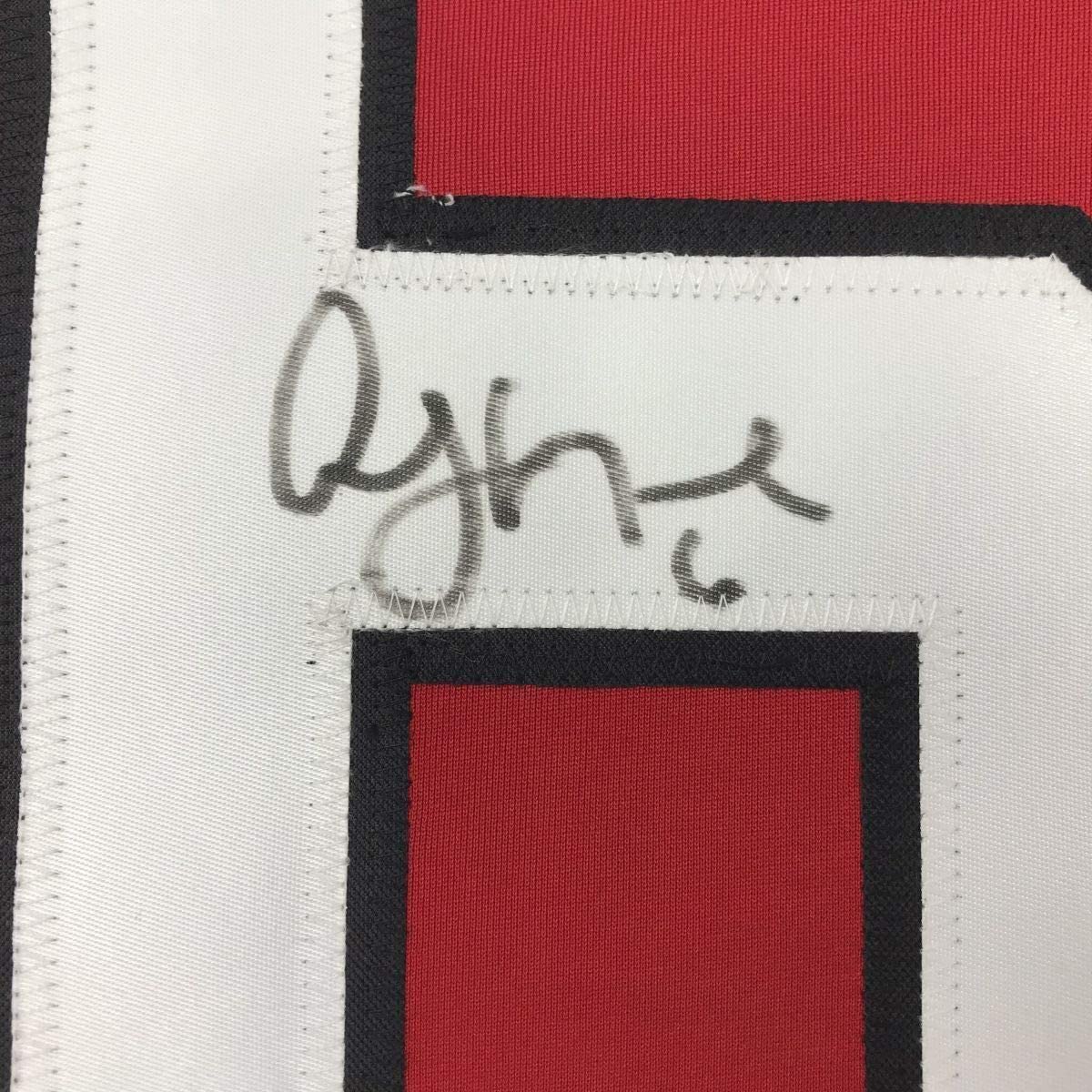 Camiseta de hockey roja de Nueva Jersey, enmarcada, autografiada y firmada por Andy Greene, 35 x 39, PSA/CÓDIGO DE AUTÉNTICO DE ADN