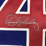 Framed Autographed/Signed Dennis Eckersley 35x39 Chicago Blue Baseball Jersey JSA COA