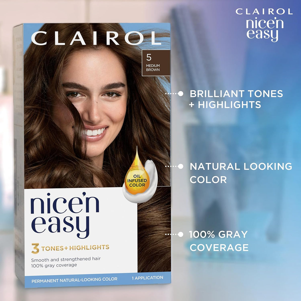 CLAIROL Nice'n Easy 3 Tones + Highlights Permanent Hair Dye