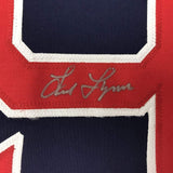 Framed Autographed/Signed Fred Lynn 35x39 Boston Blue Baseball Jersey JSA COA