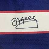 Autographed/Signed Jim Kelly Buffalo Blue Stat Football Jersey JSA COA