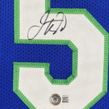 Autographed/Signed Jason Kidd Dallas Retro Blue Basketball Jersey Beckett BAS COA