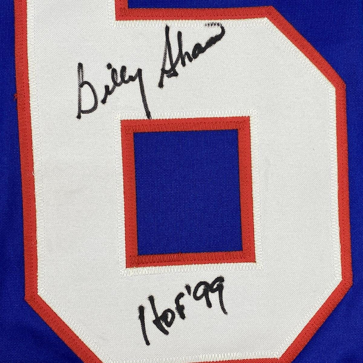 Camiseta de fútbol americano azul búfalo autografiada/firmada de Billy Shaw HOF 99 Beckett BAS COA