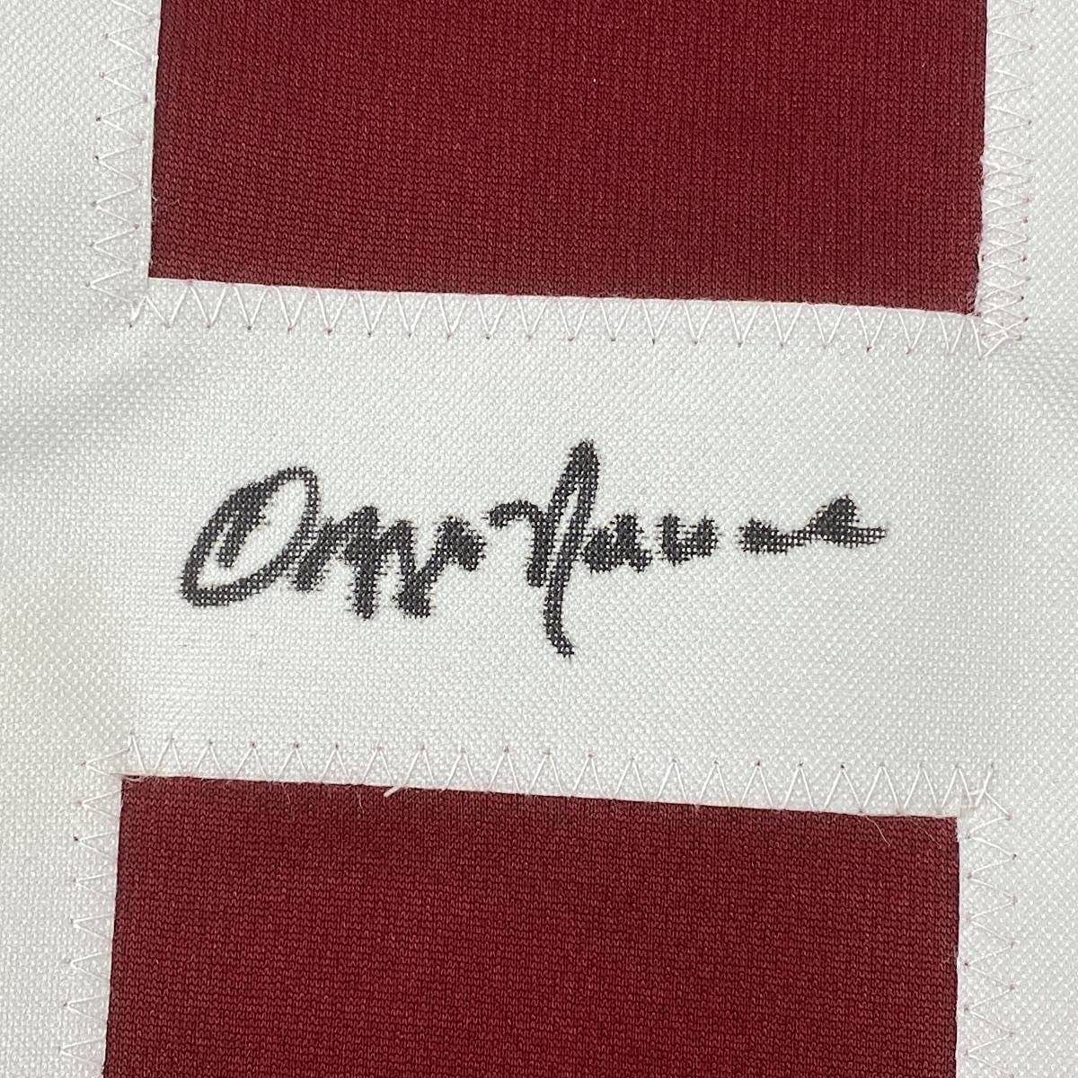 Camiseta de fútbol americano universitario Alabama Red de 35 x 39, enmarcada, autografiada y firmada por Ozzie Newsome (JSA COA)