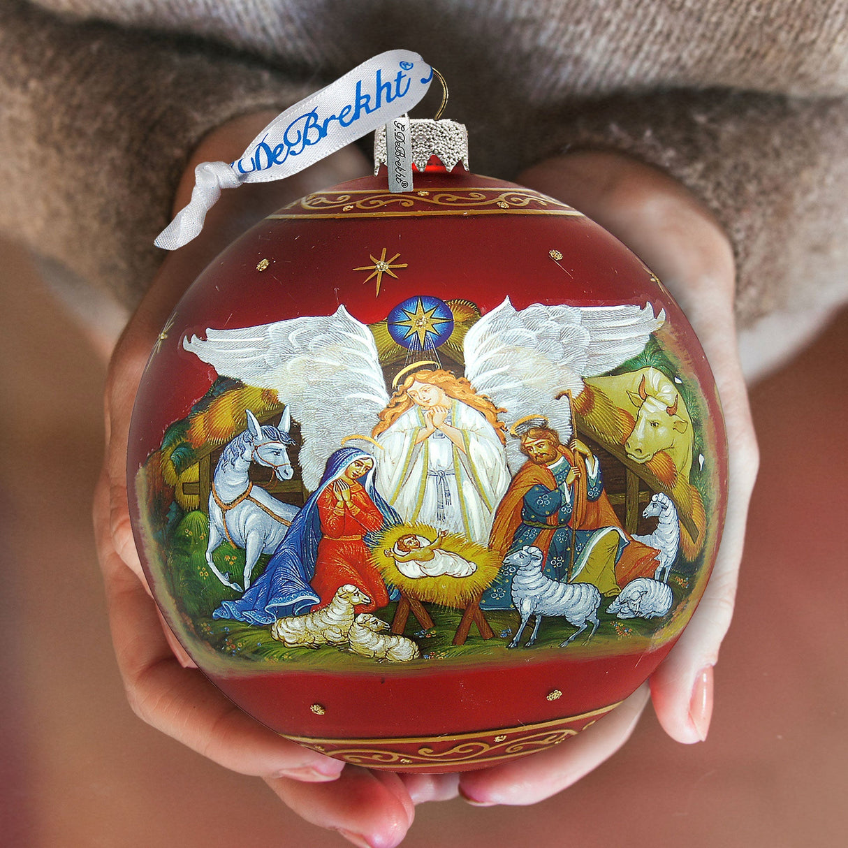 Adorno navideño de cristal de edición limitada con forma de bola de la Natividad, luz de protección de gran tamaño - 73860 de G. DeBrekht