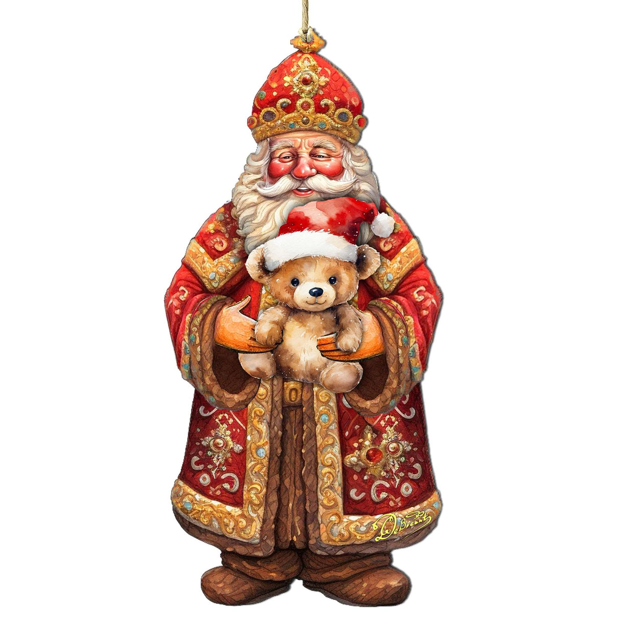 Adornos de madera con forma de osito de peluche de Papá Noel, de G. Debrekht - Decoración navideña de muñeco de nieve de Papá Noel - 8691415