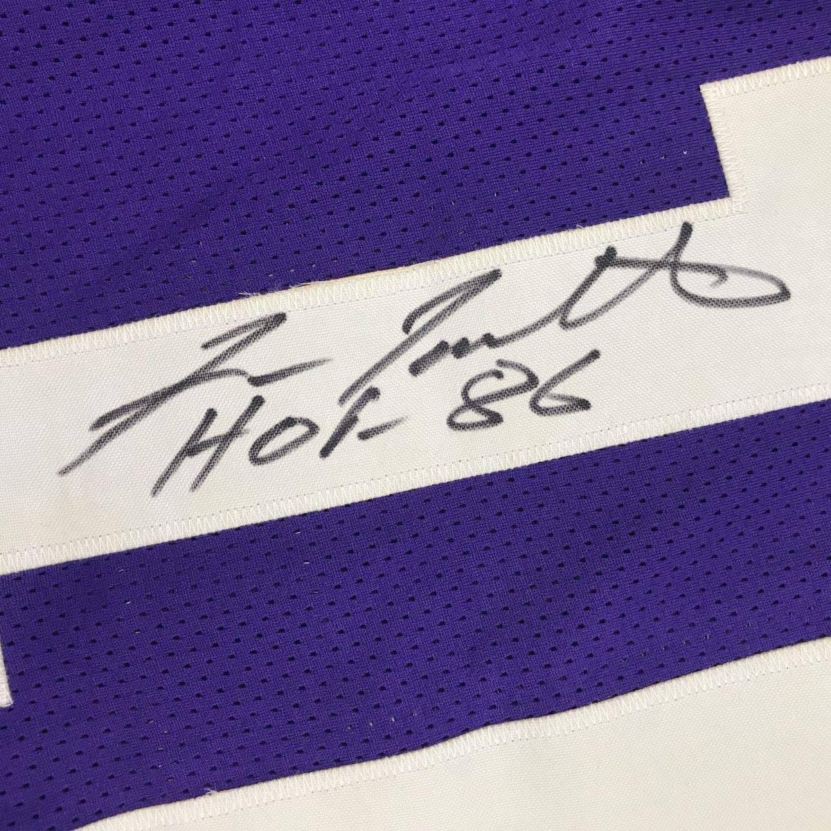 Camiseta de fútbol morada de Minnesota HOF 86 de Fran Tarkenton autografiada/firmada JSA COA