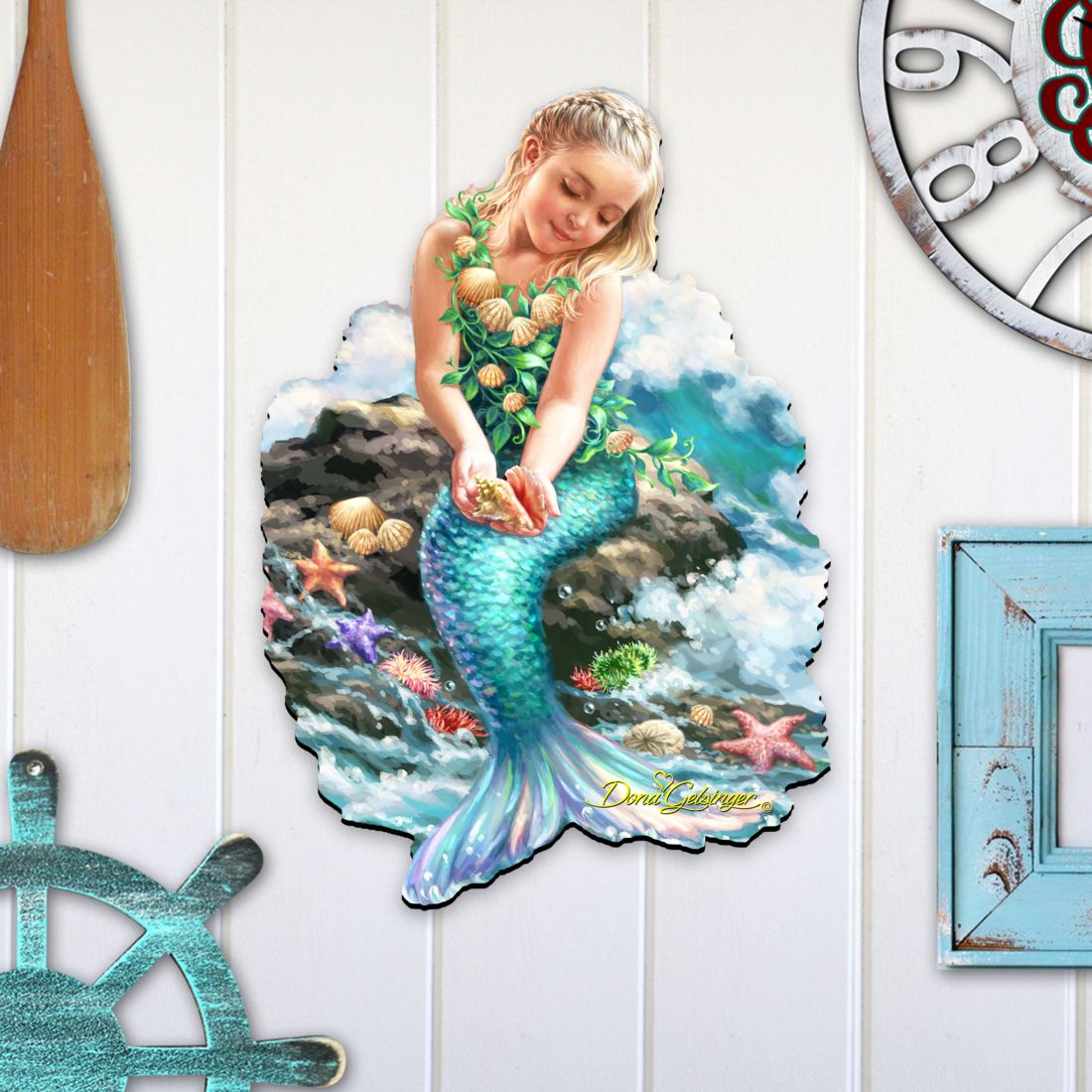 Mermaid Coastal Door Decor by D. Gelsinger - Coastal Holiday Decor - 8141112H-1611