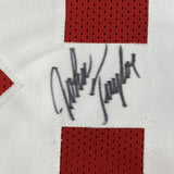 Camiseta de fútbol roja de San Francisco autografiada/firmada por John Taylor (JSA COA)
