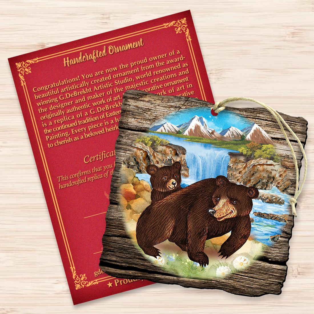 Bear Cabin Christmas Wooden Ornaments by G. DeBrekht - Wildlife Holiday Decor - 8114081