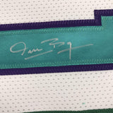 Framed Autographed/Signed Muggsy Bogues 35x39 Charlotte White Basketball Jersey PSA/DNA COA