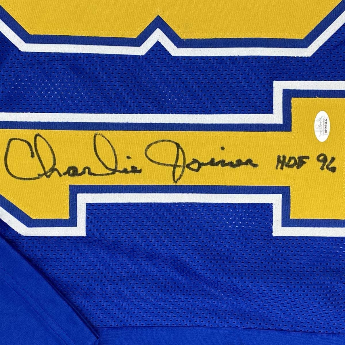 Autographed/Signed Charlie Joiner HOF 96 San Diego Royal Blue/Yellow Football Jersey JSA COA