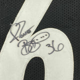 Framed Autographed/Signed Jerome Bettis 35x39 Pittsburgh Black Football Jersey JSA COA