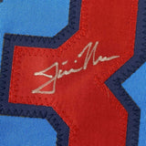 Camiseta de béisbol retro azul de Minnesota de 35 x 39, enmarcada, autografiada y firmada por Justin Morneau (JSA COA)