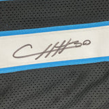 Camiseta de fútbol negra de Carolina de Chuba Hubbard autografiada/firmada Beckett BAS COA