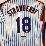 Camiseta de béisbol de rayas de Nueva York de Darryl Strawberry autografiada y firmada, PSA/CÓDIGO DE ADN