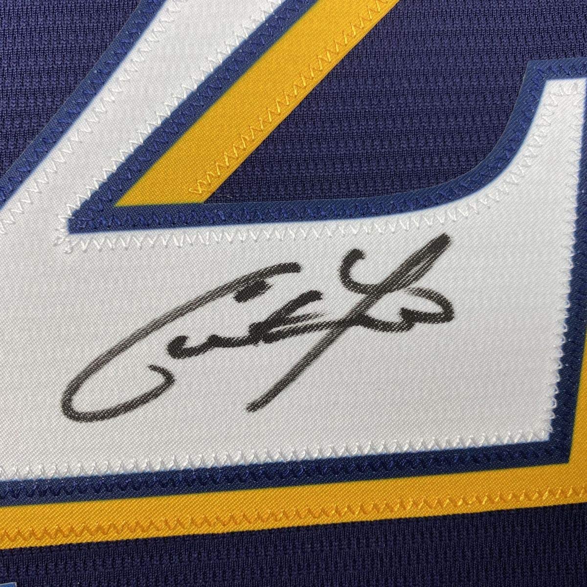 Camiseta de béisbol azul Milwaukee Beckett BAS COA enmarcada, autografiada y firmada por Christian Yelich, 35 x 39