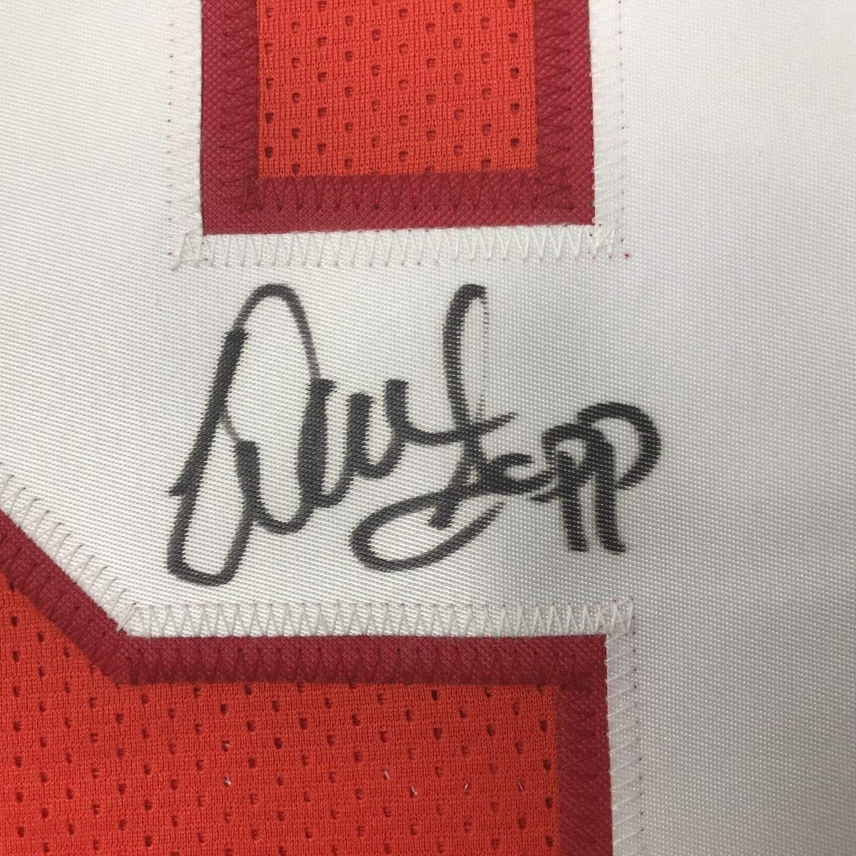 Camiseta de fútbol retro naranja de Tampa Bay, enmarcada, autografiada y firmada por Warren Sapp, 35 x 39, certificado de autenticidad (PSA/DNA)