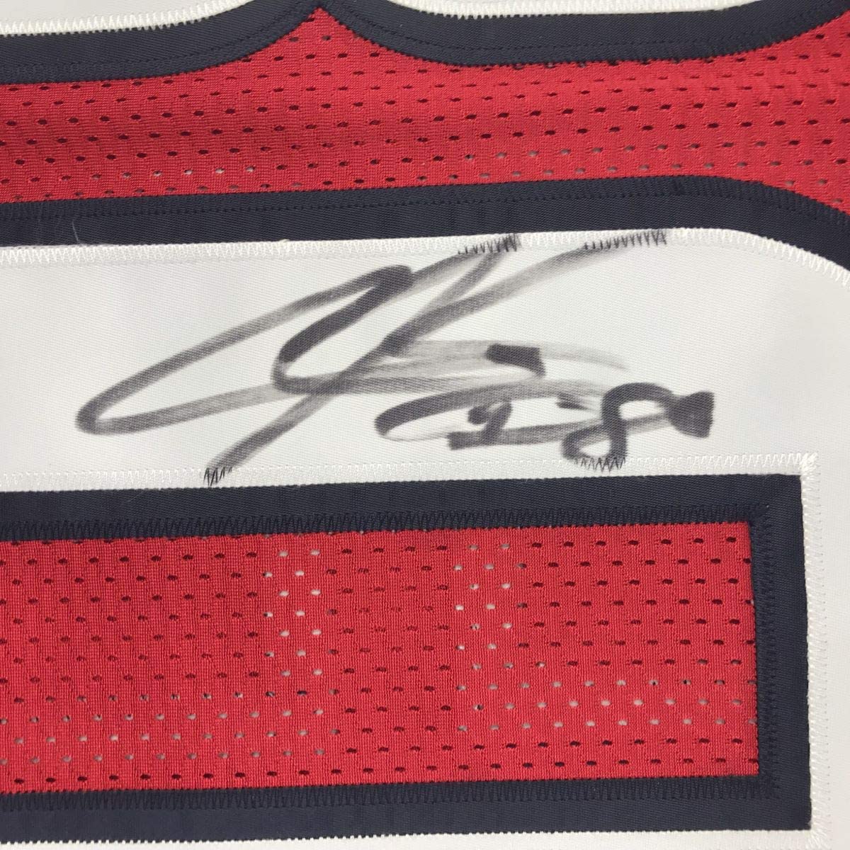 Camiseta de fútbol americano roja de los Houston Texans autografiada/firmada por Andre Johnson (JSA COA)