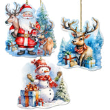 Christmas Is Here Decorative Wooden Ornaments Set of 3 by G. Debrekht - Christmas Decor - 8091028-S3