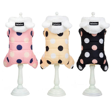 Warm big polka dot four-leg cotton coat - Lootquake