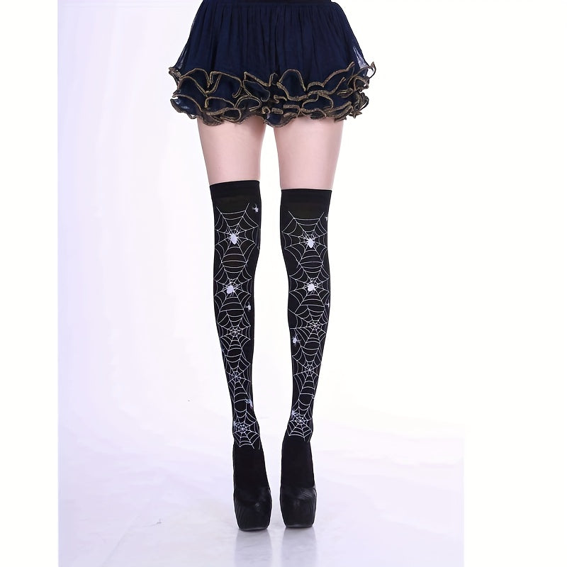 Medias altas con estampado cruzado, calcetines ajustados por encima de la rodilla estilo JK, medias y calcetería para mujer