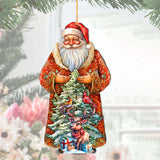 Adornos de madera de Papá Noel con amigos del bosque de G. Debrekht - Decoración navideña de Papá Noel y muñeco de nieve - 8691409