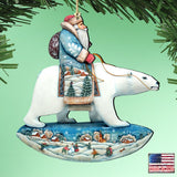 Santa Polar Bear Wooden Ornaments by G. DeBrekht - Christmas Santa Snowman Decor - 8116382