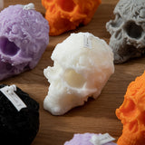 Bougie d'aromathérapie Crâne d'Halloween - Bougie parfumée à la cire de soja à mèche unique dans un pot, de forme ovale avec embellissements pailletés pour une décoration d'ambiance festive