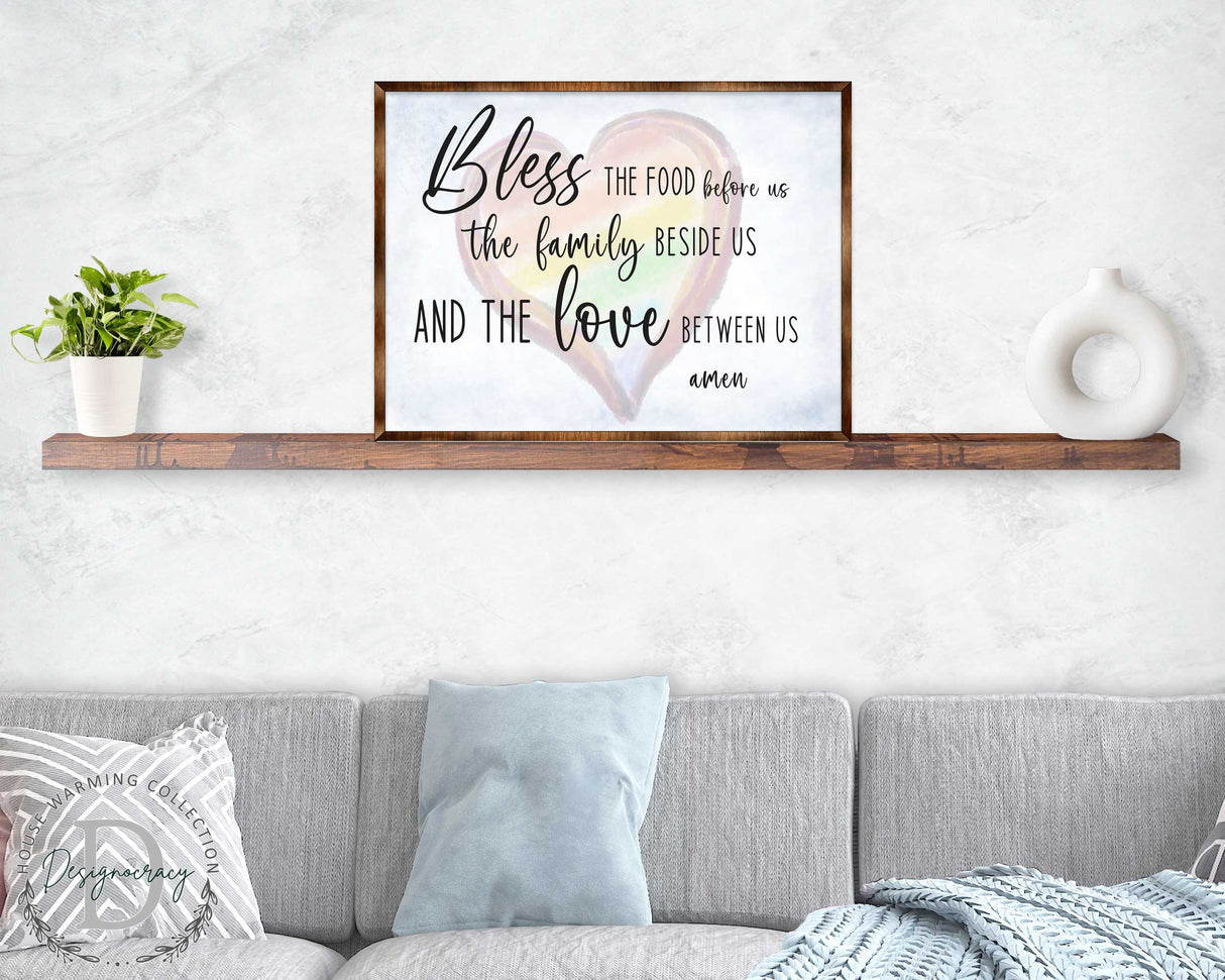 Bless the Food Before Us - Wooden Kitchen Blessing - Verse Wall Decor - Contemporary Decor - Script Wall Art - Meal Prayer Sign - 310333