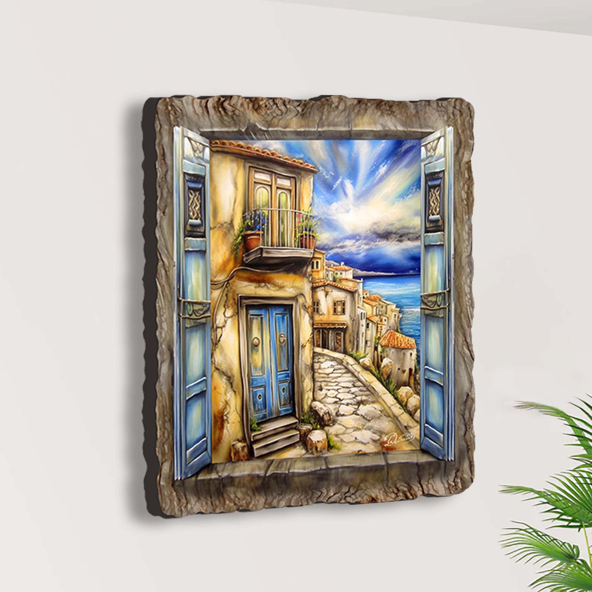Coastal Town Window View Wall Art by G. DeBrekht Coastal Decor - 8492102W