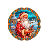 Santa with Red Cardinal Holiday Door Decor by G. Debrekht - Santa Snowman Decor - 8652807H