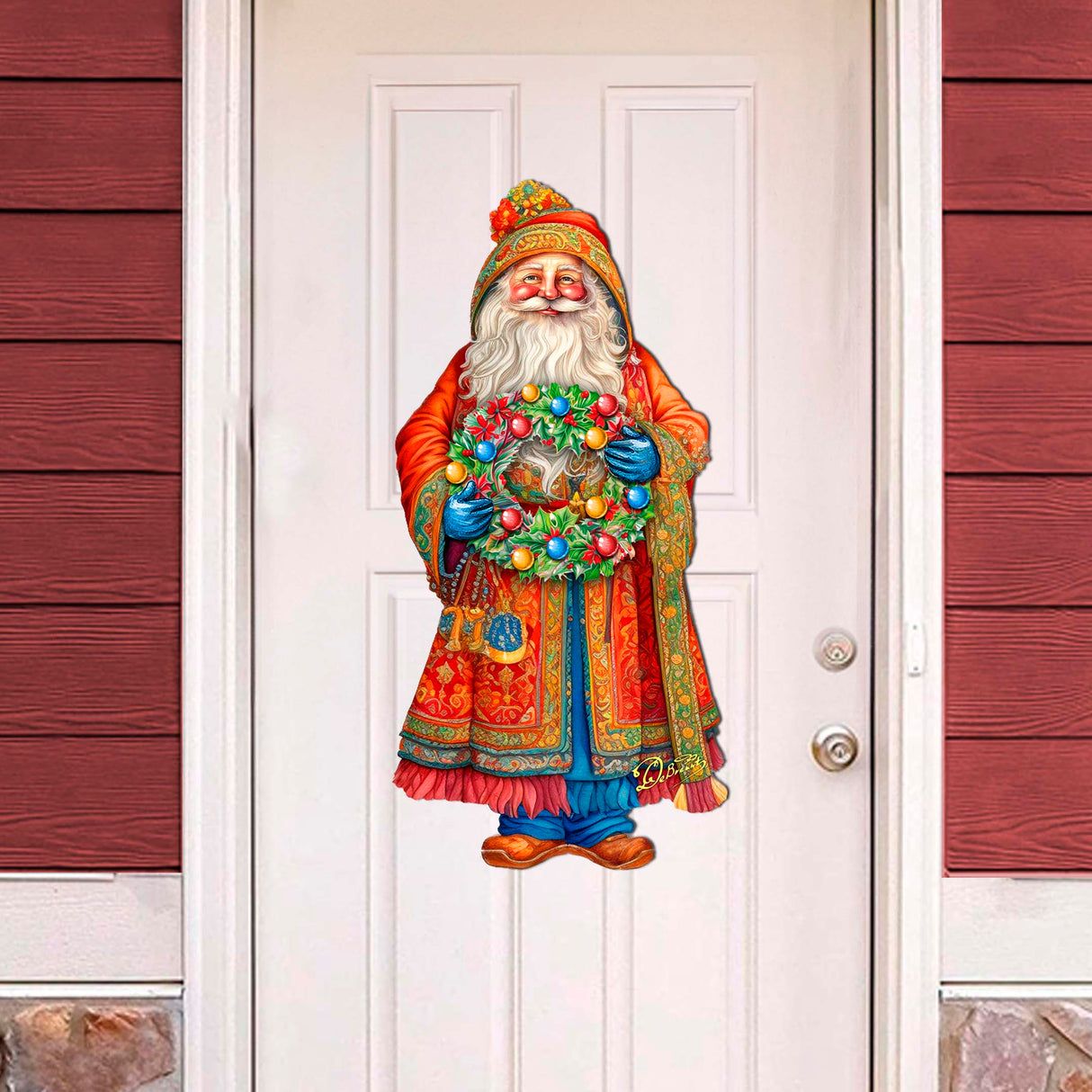 Corona de la Alegría de Papá Noel, decoración navideña para puerta de G. Debrekht - Decoración navideña de Papá Noel y muñeco de nieve - 8691402H