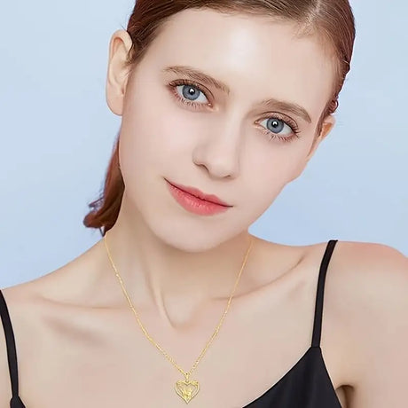 Sunflower Heart Pendant Necklace, Gold Colored Zinc Alloy - Lootquake