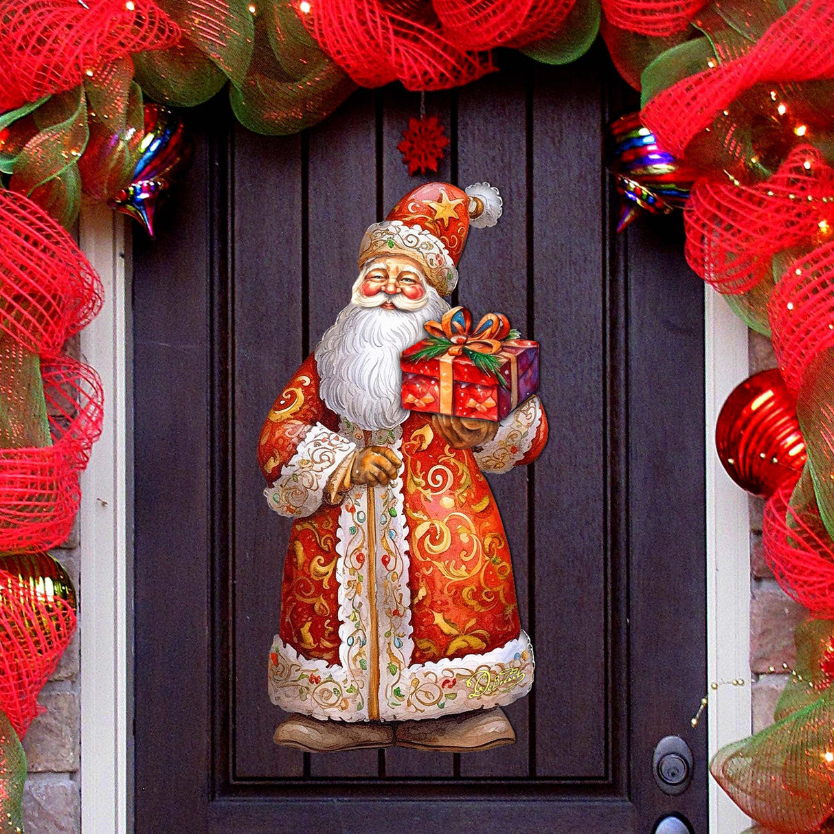 Santa with Forest Friends Holiday Door Decor by G. Debrekht - Christmas Santa Snowman Decor - 8691409H