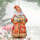 Adornos de madera de Papá Noel con furgoneta de G. Debrekht - Decoración navideña de Papá Noel y muñeco de nieve - 8691407