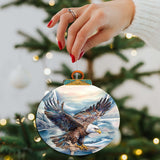 Bald Eagle in Alaska's Sky Wooden Ornaments by G.Debrekht - Wildlife Holiday Decor - 870064
