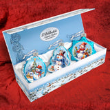 Juego de 3 adornos de vidrio de mercurio con forma de muñeco de nieve de G. Debrekht - Decoración navideña de Papá Noel - 770148S3