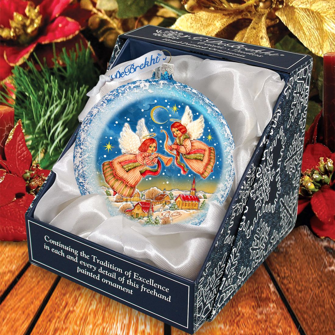 Guardian Angels Glass Ornament by G. DeBrekht - Nativity Holiday Decor - 744-038