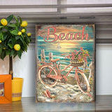 Bicycle by The Sea Wooden Coastal Wall Art by D. Gelsinger - Coastal Holiday Decor - 95651B-1555