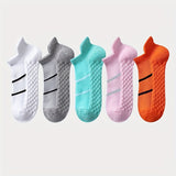 5 pares de calcetines deportivos profesionales para hombre, de verano, de malla fina, transpirables, absorbentes del sudor, antiolor, con protección para el talón y las orejas.