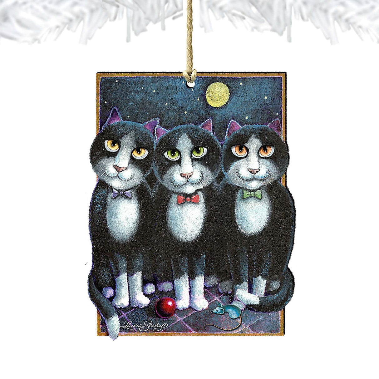 Boys Night Out Wooden Ornaments Pets - Tree Ornament by Laura Seeley - Pets Dog and Cats Decor - 8512052-LS