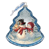 Adorno de cristal con pareja de nieve de D. Gelsinger - Decoración navideña de Papá Noel y muñeco de nieve - 762-108-DG
