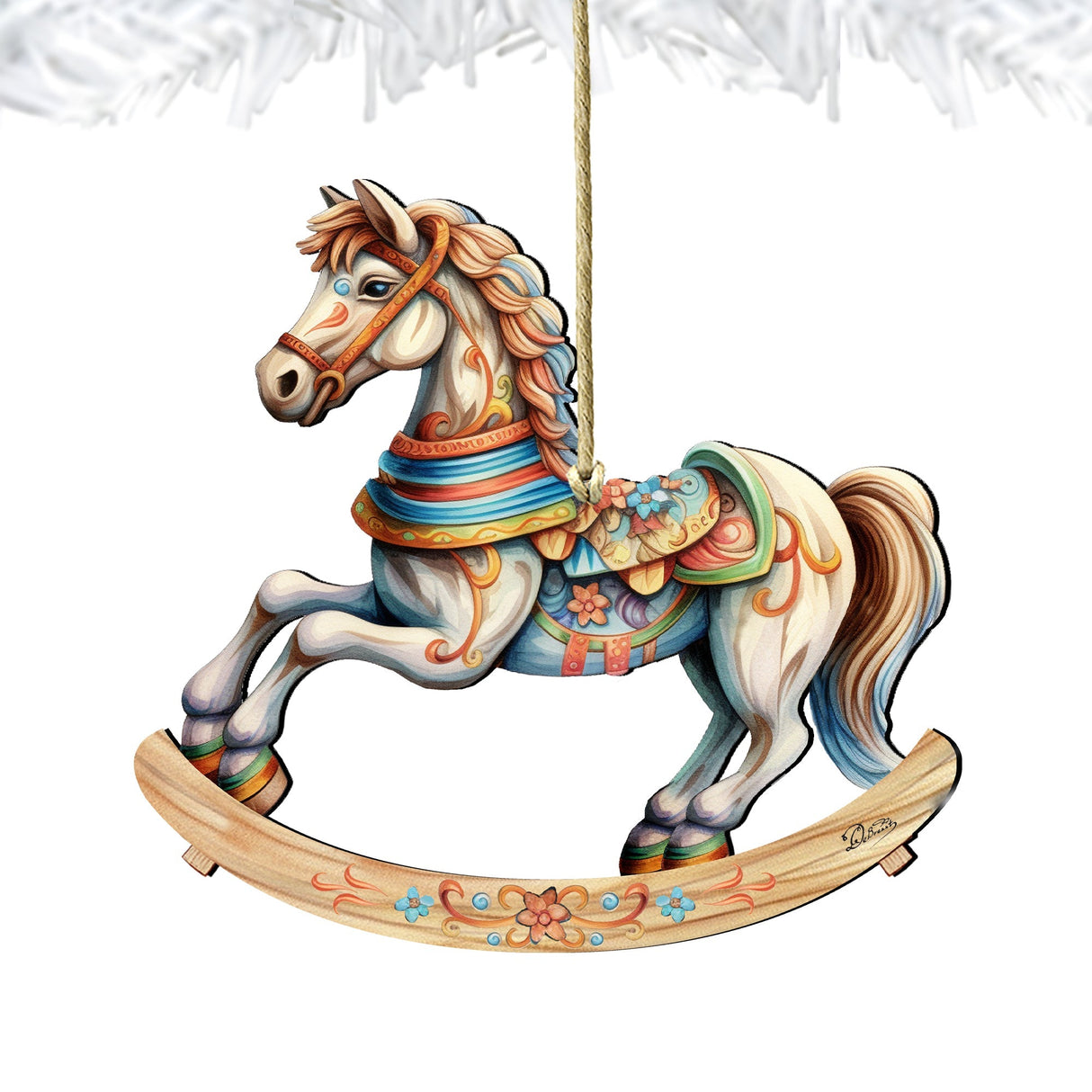 Adornos de madera con forma de caballo balancín de G. Debrekht - Decoración navideña - 8100196-1