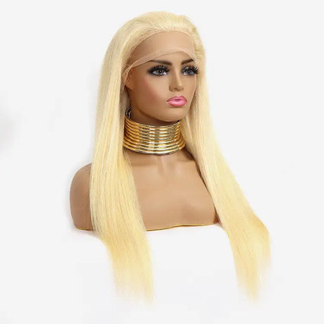 Reality golden long straight lace headgear - Lootquake