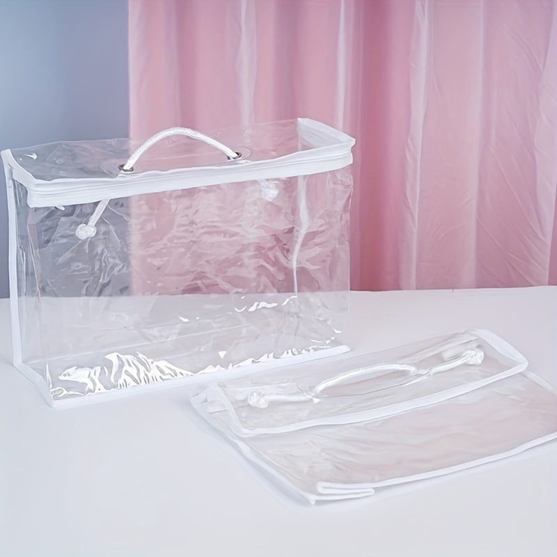 Bolsa de maquillaje de viaje de PVC transparente (1 unidad o 2 unidades), impermeable, para viajes, portátil, para guardar mantas y colchas.