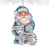 Adornos de madera de Papá Noel con forma de tigre blanco de G. DeBrekht - Decoración navideña de Papá Noel y muñeco de nieve - 8118091
